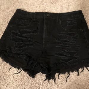 American Eagle black ripped shorts